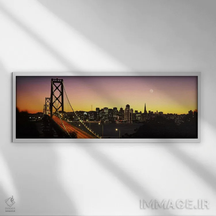 تابلو "پل خلیج، سانفرانسیسکو، کالیفرنیا، ایالات متحده آمریکا" اثر پانورامیک ایمجز (استودیو عکاسی عریض) - نمای قابدار سفید