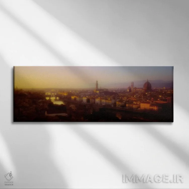 تابلو "غروب نارنجی، فلورانس، ایتالیا" اثر پانورامیک ایمجز (استودیو عکاسی عریض) - نمای روبهرو روی دیوار