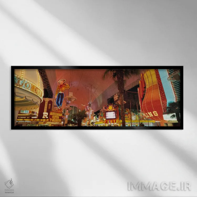 تابلو "تجربه خیابان فریمونت، لاس وگاس، نوادا، ایالات متحده آمریکا #۲" اثر پانورامیک ایمجز (استودیو عکاسی عریض) - نمای قابدار مشکی