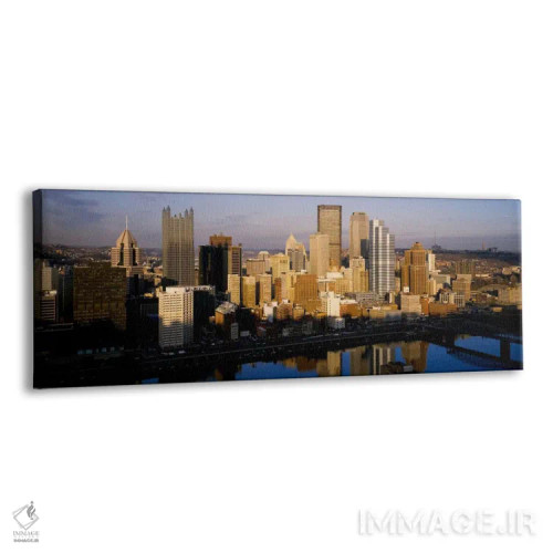 تابلو "بازتاب ساختمانها در رودخانه، رودخانه مونونگههلا، پیتسبورگ، ایالت پنسیلوانیا، ایالات متحده آمریکا" اثر پانورامیک ایمجز (استودیو عکاسی عریض) - نمای پرسپکتیو محصول