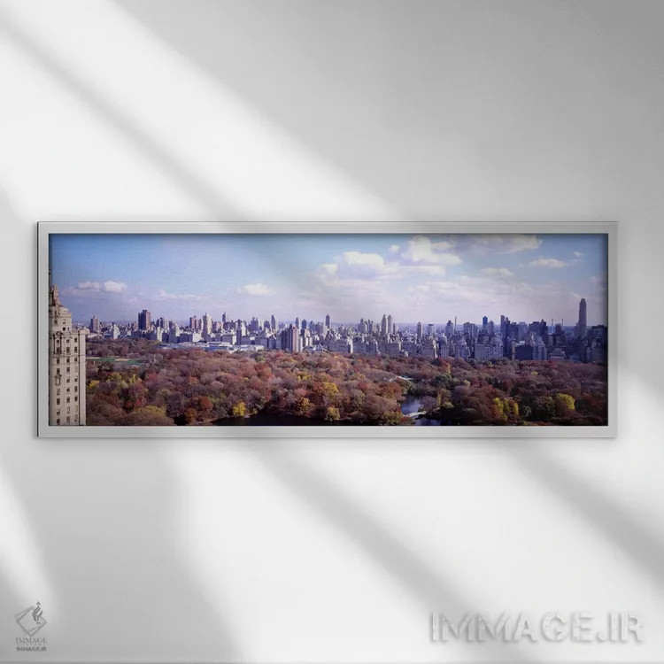 تابلو "پارک مرکزی، نیویورک سیتی، ایالت نیویورک، ایالات متحده آمریکا" اثر پانورامیک ایمجز (استودیو عکاسی عریض) - نمای قابدار سفید