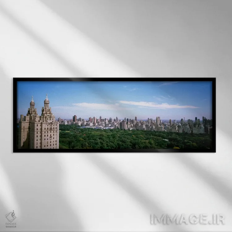 تابلو "چشمانداز شهری نیویورک، نیویورک سیتی، ایالت نیویورک، ایالات متحده آمریکا" اثر پانورامیک ایمجز (استودیو عکاسی عریض) - نمای قابدار مشکی