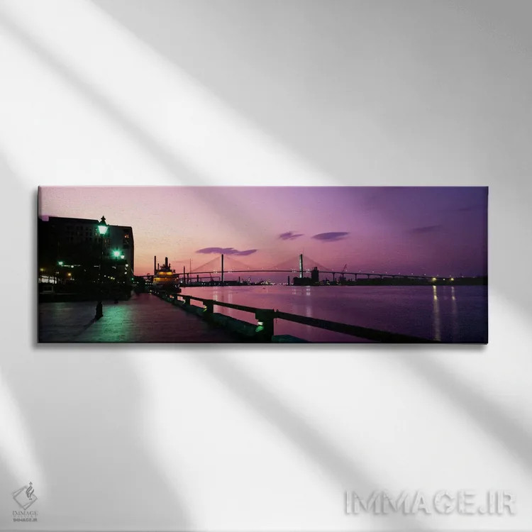 تابلو "پل عبوری از رودخانه، رودخانه ساوانا، آتلانتا، جورجیا، ایالات متحده آمریکا" اثر پانورامیک ایمجز (استودیو عکاسی عریض) - نمای روبهرو روی دیوار