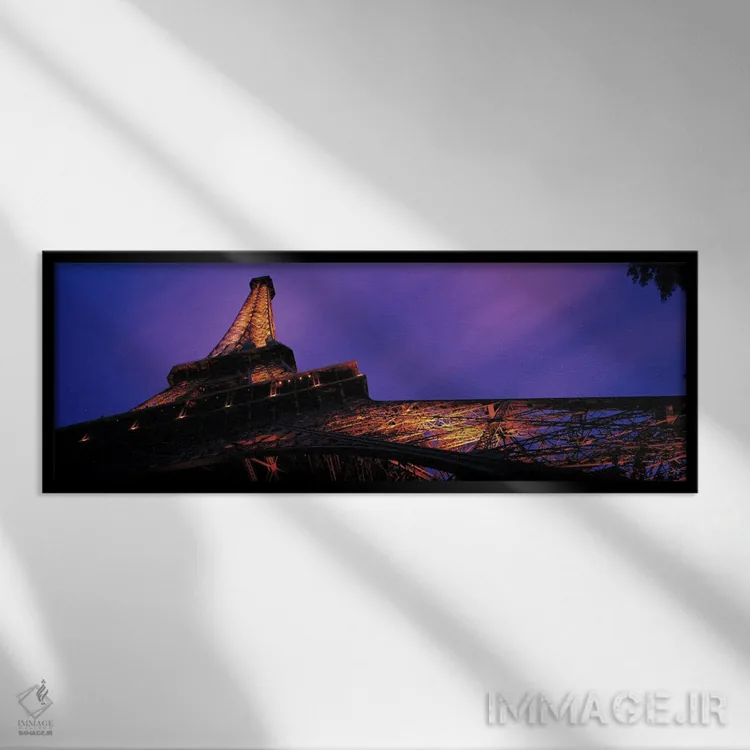 تابلو "غروب برج ایفل، پاریس، فرانسه" اثر پانورامیک ایمجز (استودیو عکاسی عریض) - نمای قابدار مشکی