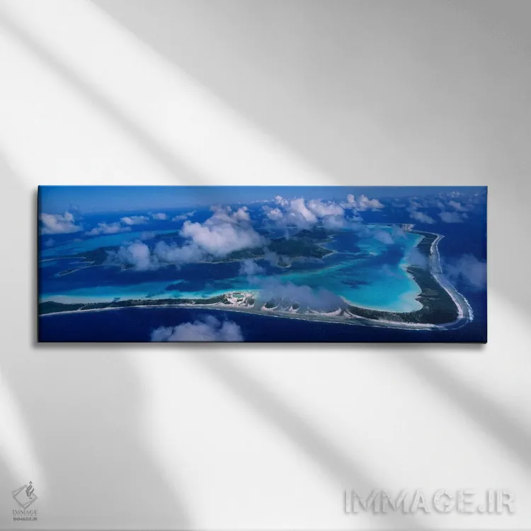 تابلو "نما از بالا ابری، بورا بورا، جزایر بادبانی، جزایر سوسیته، پلینزی فرانسه" اثر پانورامیک ایمجز (استودیو عکاسی عریض) - نمای روبهرو روی دیوار