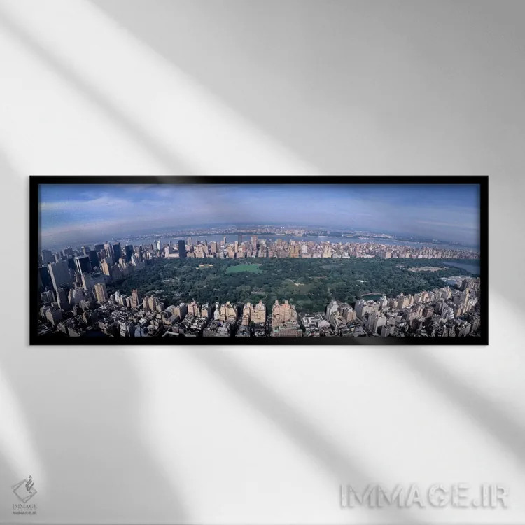 تابلو "نمای هوایی پارک مرکزی، نیویورک سیتی، ایالت نیویورک، ایالات متحده آمریکا" اثر پانورامیک ایمجز (استودیو عکاسی عریض) - نمای قابدار مشکی