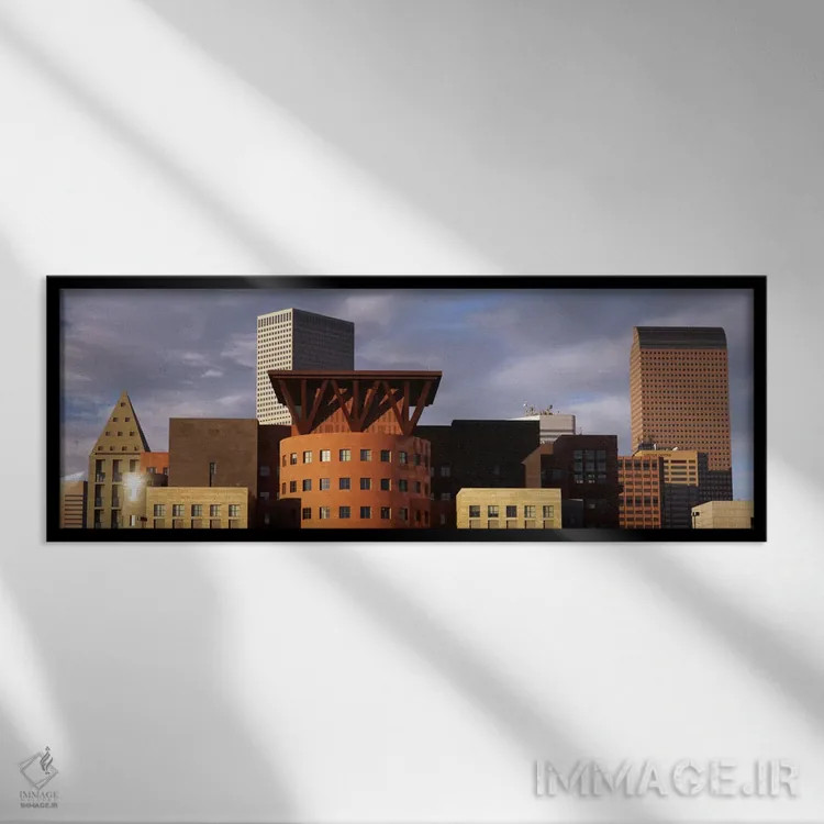 تابلو "آسمانخراشها در شهر، دنور، کلرادو، ایالات متحده آمریکا" اثر پانورامیک ایمجز (استودیو عکاسی عریض) - نمای قابدار مشکی