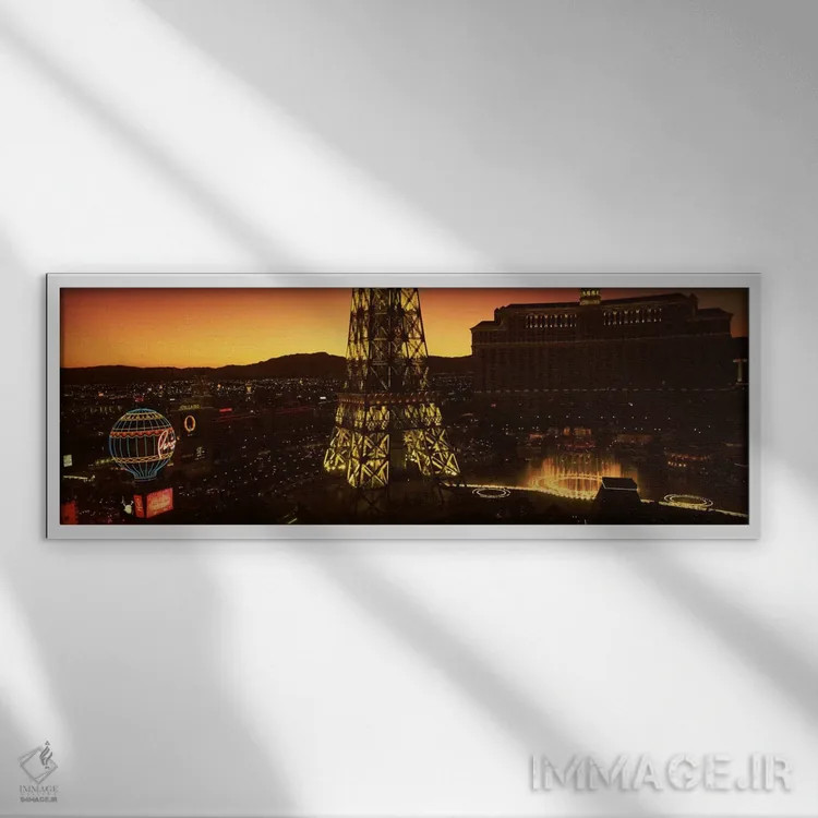 تابلو "نمای بالای یک شهر، لاس وگاس، نوادا، ایالات متحده آمریکا #۲" اثر پانورامیک ایمجز (استودیو عکاسی عریض) - نمای قابدار سفید