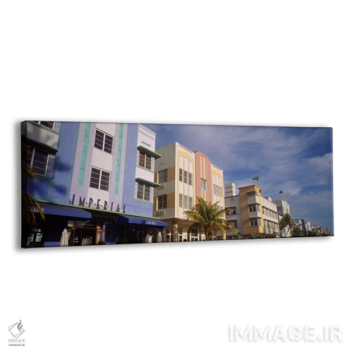 تابلو "نمای یک هتل، هتل آرت دکو، اوشن درایو، میامی بیچ، فلوریدا، ایالات متحده آمریکا #۲" اثر پانورامیک ایمجز (استودیو عکاسی عریض) - نمای پرسپکتیو محصول