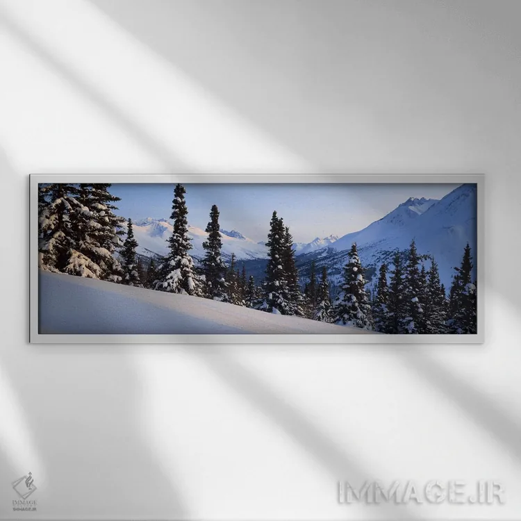 تابلو "کوههای چگاچ زمستانی، آلاسکا" اثر پانورامیک ایمجز (استودیو عکاسی عریض) - نمای قابدار سفید