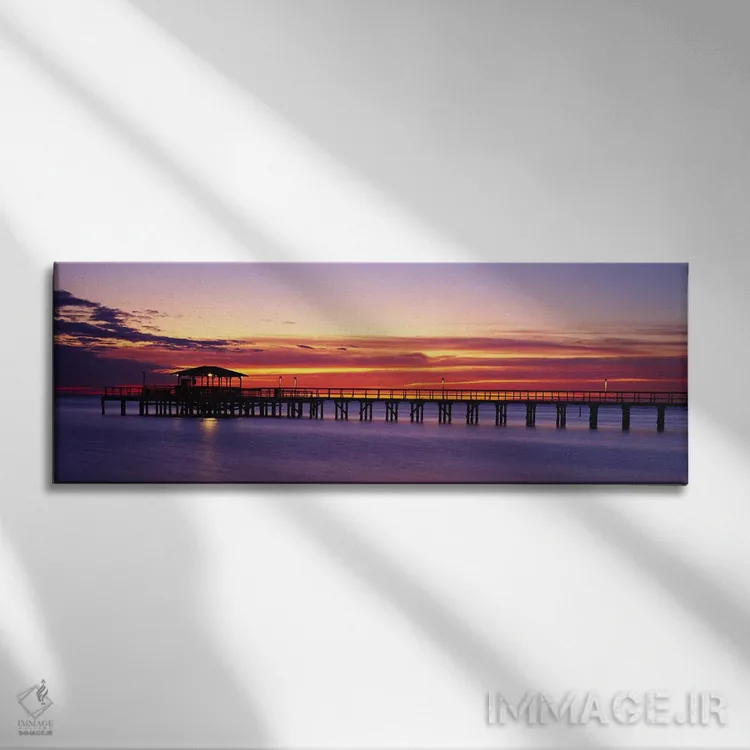 تابلو غروب اسکله موبایل، آلاباما، آمریکا اثر پانورامیک ایمجز (استودیو عکاسی عریض) - نمای روبهرو روی دیوار