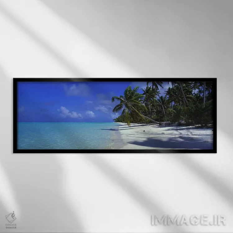 تابلو Teti'aroa, Windward Islands, Society Islands, French Polynesia,ساحل دورافتاده، تتیاروا، جزایر ویندوارد، جزایر سوسایتی، پلینزی فرانسه اثر پانورامیک ایمجز (استودیو عکاسی عریض) - نمای قابدار مشکی