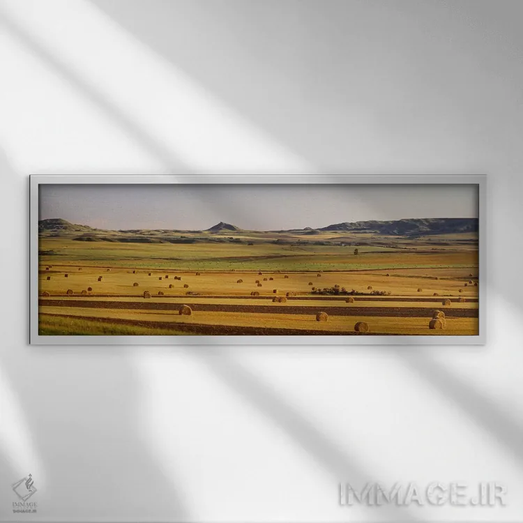 تابلو سرزمین شیبدار، داکوتای شمالی، آمریکا اثر پانورامیک ایمجز (استودیو عکاسی عریض) - نمای قابدار سفید
