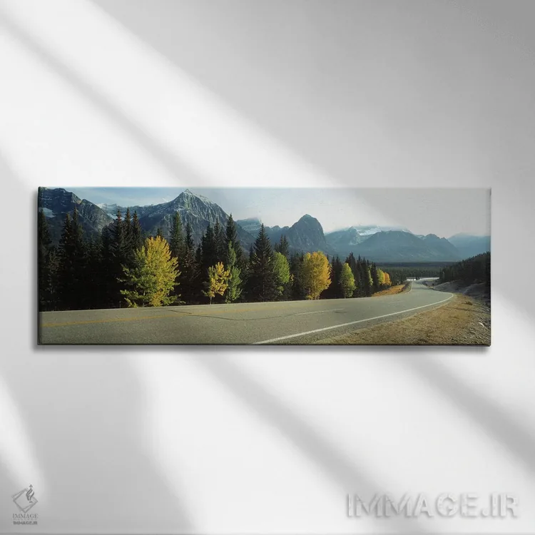 تابلو جاده، آلبرتا، کانادا اثر پانورامیک ایمجز (استودیو عکاسی عریض) - نمای روبهرو روی دیوار