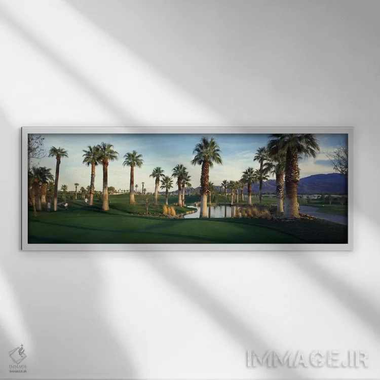 تابلو Palm Desert, Riverside County, California, USA,زمین گلف صحرای اسپرینگز، پام دزرت، شهرستان ریورساید، کالیفرنیا، آمریکا اثر پانورامیک ایمجز (استودیو عکاسی عریض) - نمای قابدار سفید