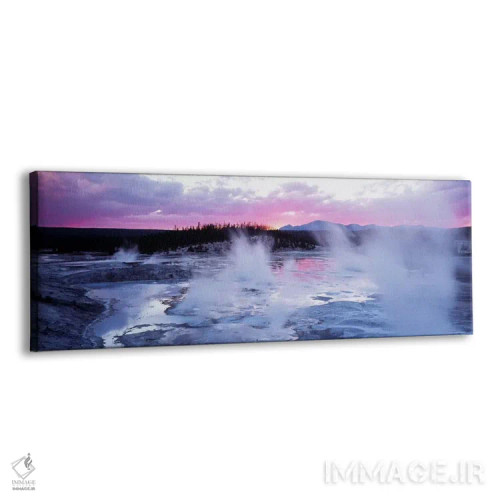 تابلو Norris Geyser Basin, Yellowstone Caldera, Yellowstone National Park, Wyoming, USA,غروب ارغوانی، حوضچه آبگرم نوریس، کالدرا یلواستون، پارک ملی یلواستون، وایومینگ، آمریکا اثر پانورامیک ایمجز (استودیو عکاسی عریض) - نمای پرسپکتیو محصول