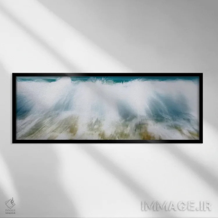تابلو آبپاشهای موجی، ساحل بیگ ماکنا، مائوئی، هاوایی، آمریکا اثر پانورامیک ایمجز (استودیو عکاسی عریض) - نمای قابدار مشکی