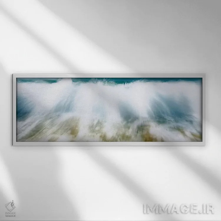 تابلو آبپاشهای موجی، ساحل بیگ ماکنا، مائوئی، هاوایی، آمریکا اثر پانورامیک ایمجز (استودیو عکاسی عریض) - نمای قابدار سفید