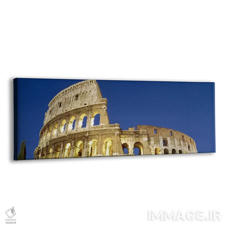 تابلو Rome, Lazio, Italy,نمای از زاویه پایین به ویرانههای یک آمفیتئاتر، کولوسئوم، رم، لاتزیو، ایتالیا اثر پانورامیک ایمجز (استودیو عکاسی عریض) - نمای پرسپکتیو محصول