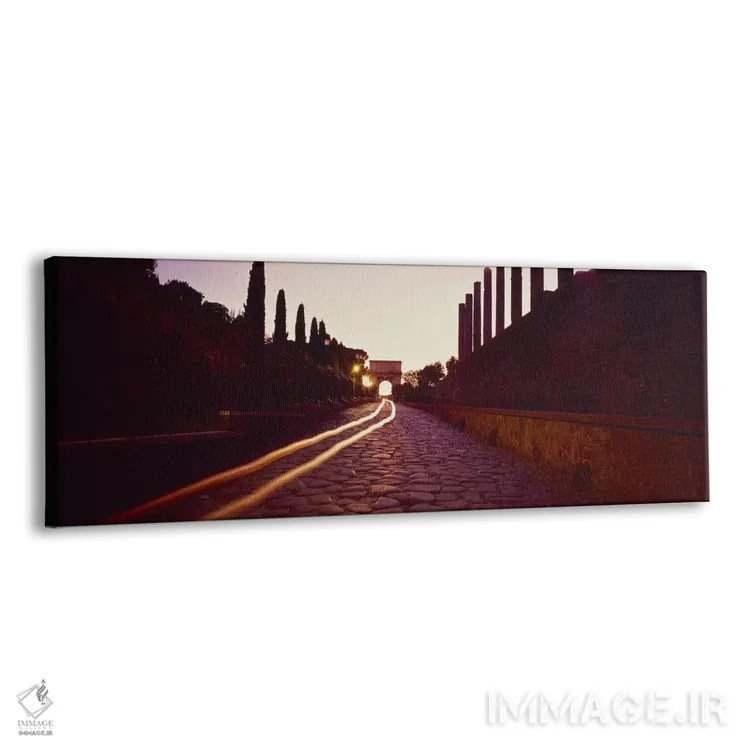 تابلو Rome, Lazio, Italy,ویرانههای کنار جاده در سحرگاه، فروم رومی، رم، لاتزیو، ایتالیا اثر پانورامیک ایمجز (استودیو عکاسی عریض) - نمای پرسپکتیو محصول