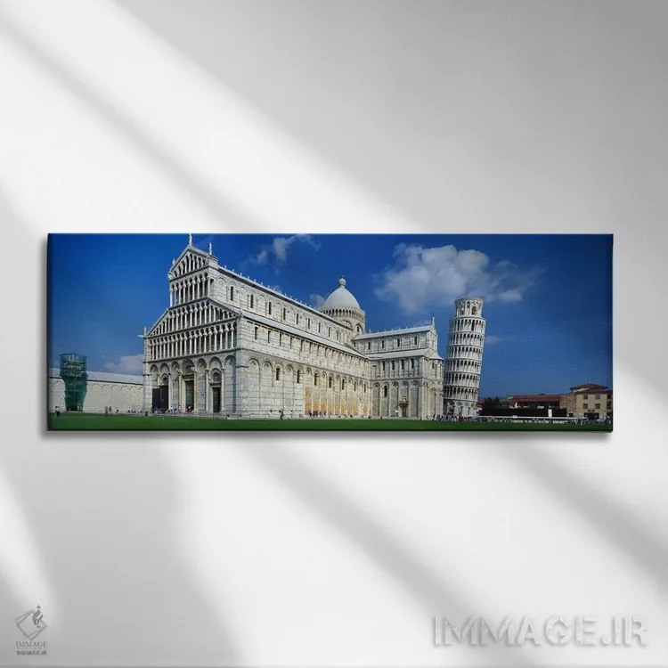 تابلو Leaning Tower of Pisa, Pisa, Tuscany, Italy,نمای بیرونی یک کلیسا به همراه برج، کلیسای پیزا، برج کج پیزا، پیزا، توسکانی، ایتالیا اثر پانورامیک ایمجز (استودیو عکاسی عریض) - نمای روبهرو روی دیوار