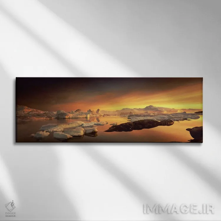 تابلو خلیج دیسکو، گرینلند اثر پانورامیک ایمجز (استودیو عکاسی عریض) - نمای روبهرو روی دیوار