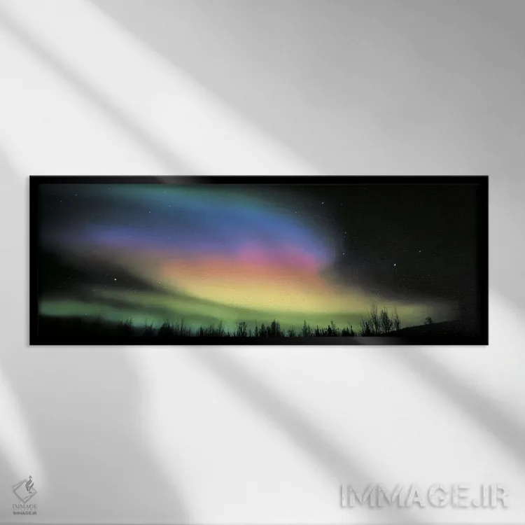 تابلو شفق قطبی اثر پانورامیک ایمجز (استودیو عکاسی عریض) - نمای قابدار مشکی