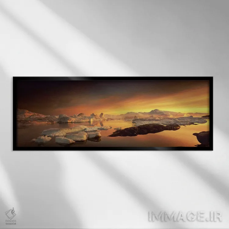 تابلو خلیج دیسکو، گرینلند اثر پانورامیک ایمجز (استودیو عکاسی عریض) - نمای قابدار مشکی