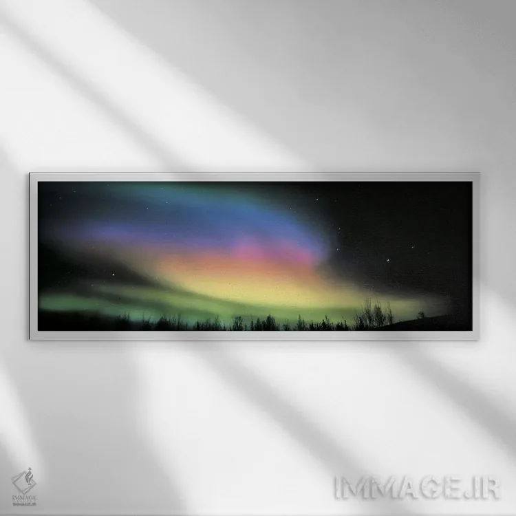 تابلو شفق قطبی اثر پانورامیک ایمجز (استودیو عکاسی عریض) - نمای قابدار سفید
