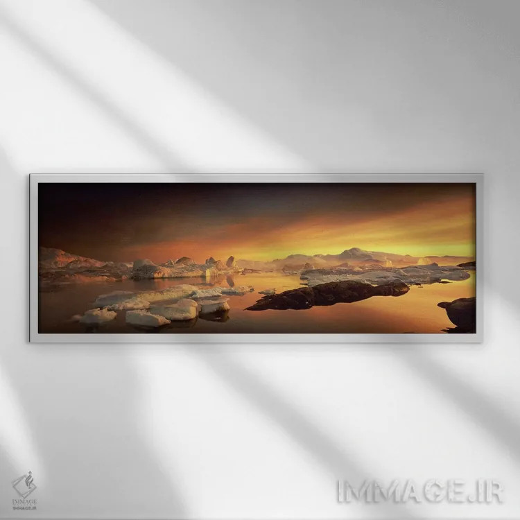 تابلو خلیج دیسکو، گرینلند اثر پانورامیک ایمجز (استودیو عکاسی عریض) - نمای قابدار سفید