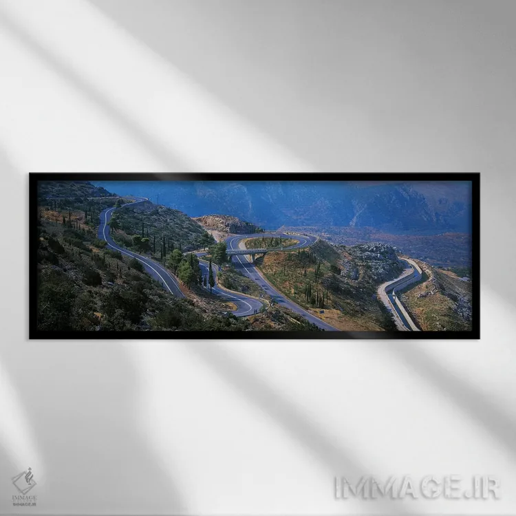 تابلو بزرگراه دلفی، یونان اثر پانورامیک ایمجز (استودیو عکاسی عریض) - نمای قابدار مشکی