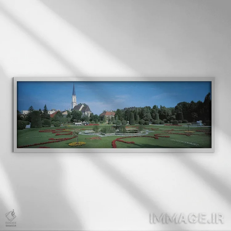 تابلو کاخ شونبرون، وین، اتریش اثر پانورامیک ایمجز (استودیو عکاسی عریض) - نمای قابدار سفید