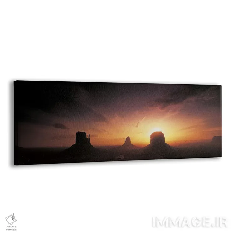 تابلو Monument Valley, Navajo Nation, USA,غروب ابری بر فراز میتنز و مریک بیوت، دره مونومنت، ملت ناواهو، آمریکا اثر پانورامیک ایمجز (استودیو عکاسی عریض) - نمای پرسپکتیو محصول