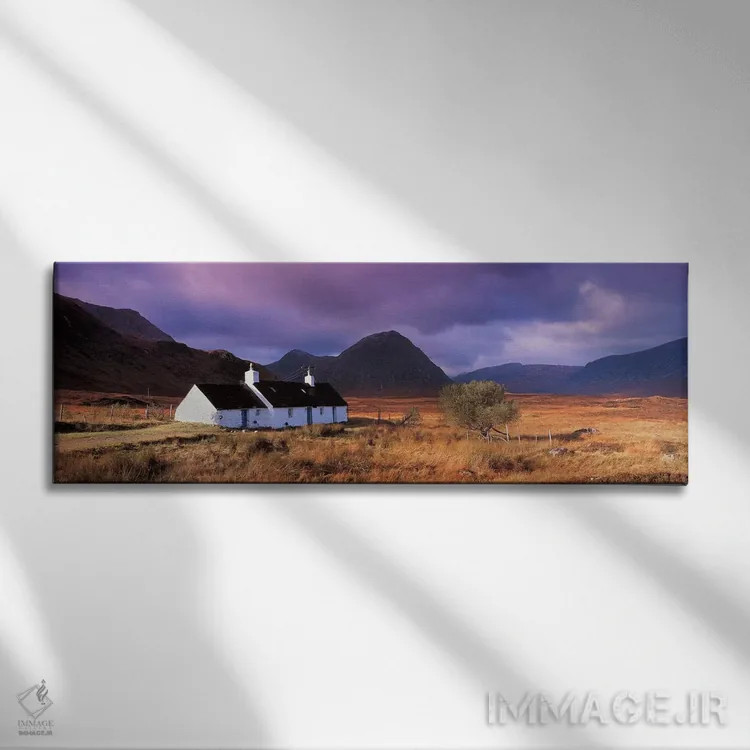 تابلو کلبه صخره سیاه، وایت کوریز، گلنکو، اسکاتلند اثر پانورامیک ایمجز (استودیو عکاسی عریض) - نمای روبهرو روی دیوار
