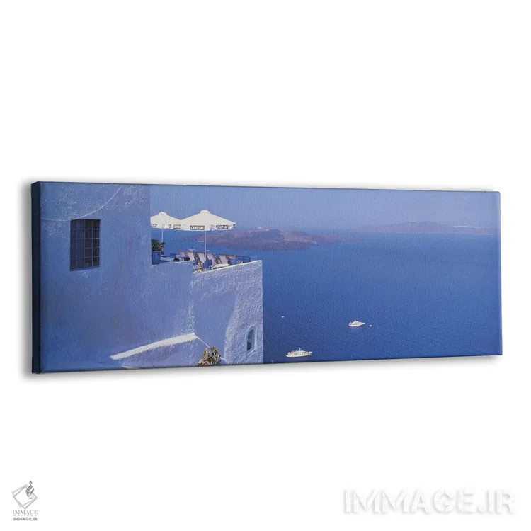 تابلو Santorini, Greece,سالن استراحت روی پشتبام با چشمانداز دریای اژه، سانتورینی، یونان اثر پانورامیک ایمجز (استودیو عکاسی عریض) - نمای پرسپکتیو محصول