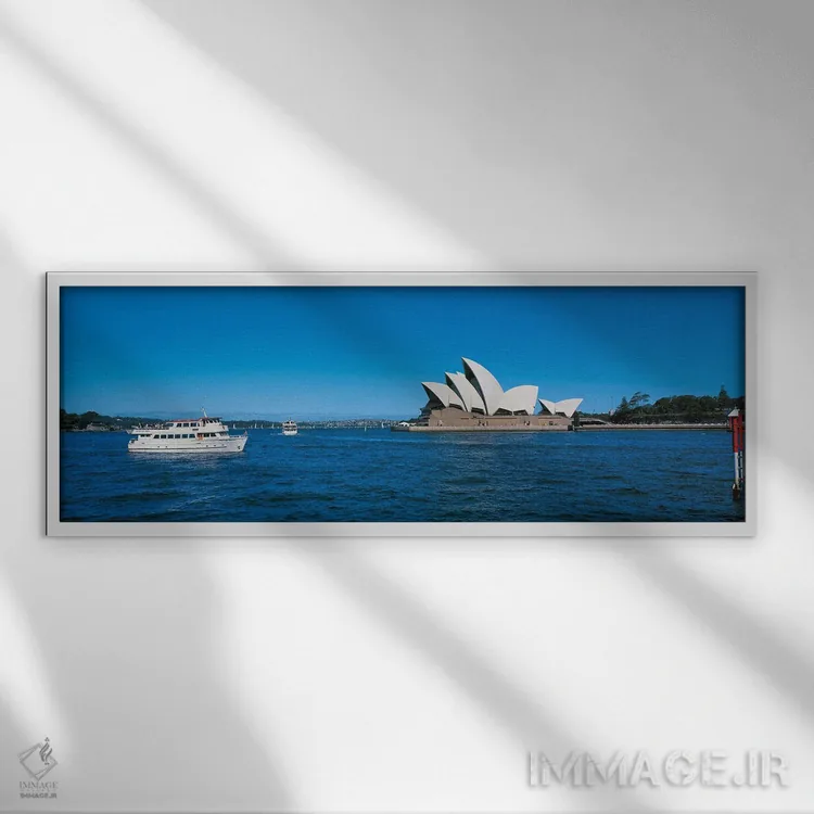 تابلو ساختمان اپرا سیدنی، استرالیا اثر پانورامیک ایمجز (استودیو عکاسی عریض) - نمای قابدار سفید