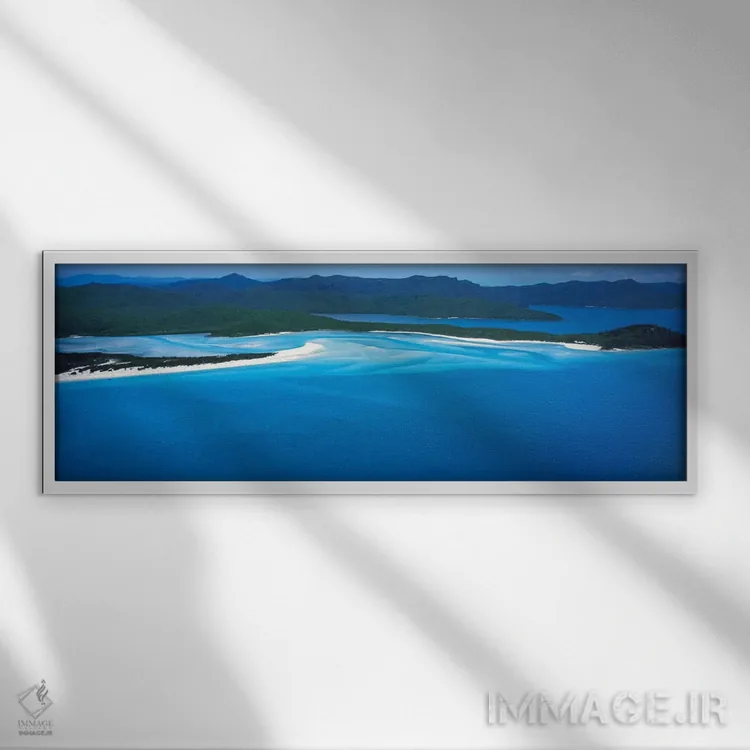 تابلو ساحل وایت هیون، صخره بزرگ مرجانی، کوئینزلند، استرالیا اثر پانورامیک ایمجز (استودیو عکاسی عریض) - نمای قابدار سفید