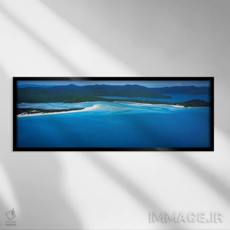تابلو ساحل وایت هیون، صخره بزرگ مرجانی، کوئینزلند، استرالیا اثر پانورامیک ایمجز (استودیو عکاسی عریض) - نمای قابدار مشکی