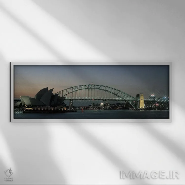 تابلو ساختمان اپرا و پل بندرگاه سیدنی، استرالیا اثر پانورامیک ایمجز (استودیو عکاسی عریض) - نمای قابدار سفید