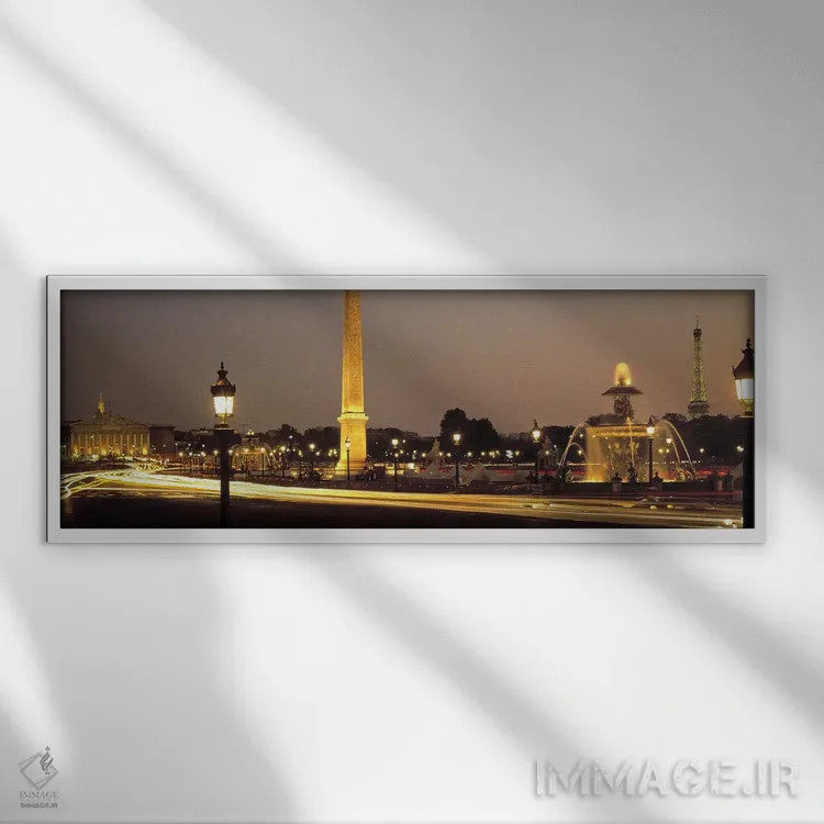 تابلو میدان کنکورد، پاریس، فرانسه اثر پانورامیک ایمجز (استودیو عکاسی عریض) - نمای قابدار سفید
