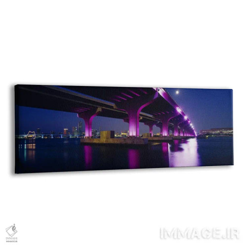 تابلو Biscayne Bay, Miami, Florida, USA,پل روشنشده روی خلیج، گذرگاه مکآرتور، بیسکین بی، میامی، فلوریدا، آمریکا اثر پانورامیک ایمجز (استودیو عکاسی عریض) - نمای پرسپکتیو محصول