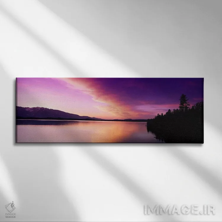 تابلو غروب دریاچه جکسون، پارک ملی گرند تتون، وایومینگ، آمریکا اثر پانورامیک ایمجز (استودیو عکاسی عریض) - نمای روبهرو روی دیوار