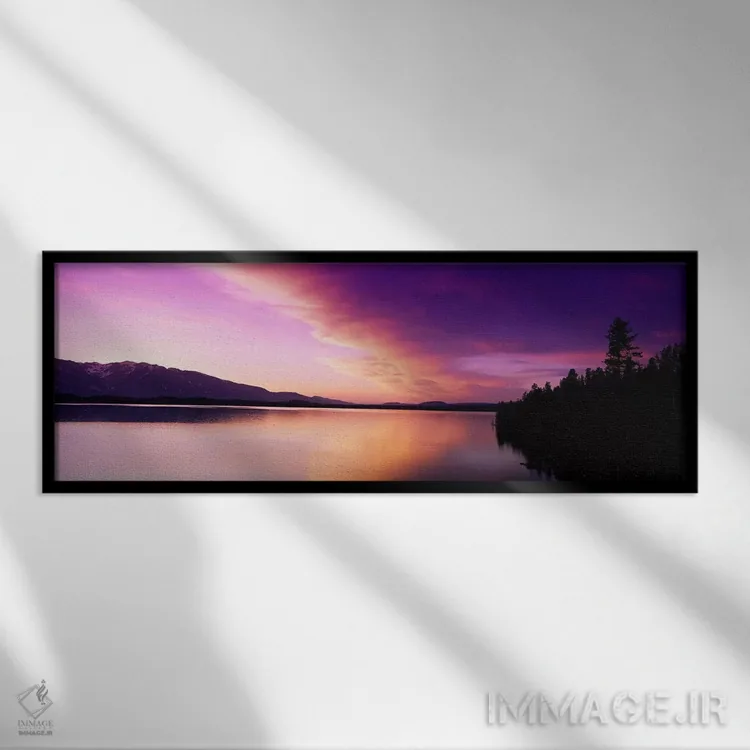 تابلو غروب دریاچه جکسون، پارک ملی گرند تتون، وایومینگ، آمریکا اثر پانورامیک ایمجز (استودیو عکاسی عریض) - نمای قابدار مشکی