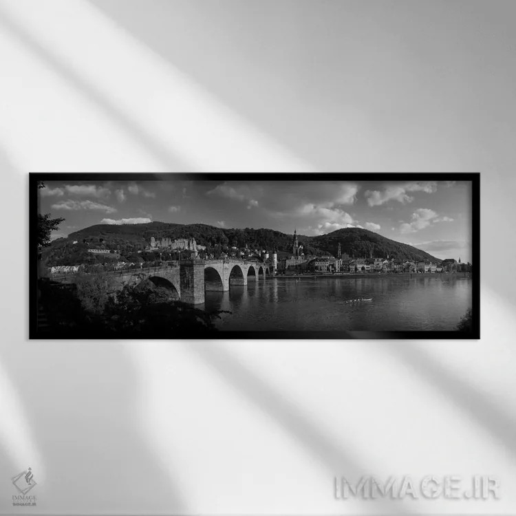 تابلو Germany (black & white),پل هایدلبرگ، آلمان (سیاه و سفید) اثر پانورامیک ایمجز (استودیو عکاسی عریض) - نمای قابدار مشکی