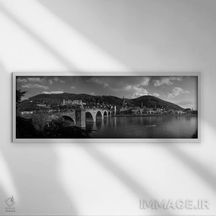 تابلو Germany (black & white),پل هایدلبرگ، آلمان (سیاه و سفید) اثر پانورامیک ایمجز (استودیو عکاسی عریض) - نمای قابدار سفید