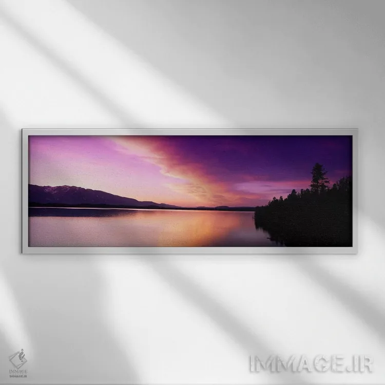 تابلو غروب دریاچه جکسون، پارک ملی گرند تتون، وایومینگ، آمریکا اثر پانورامیک ایمجز (استودیو عکاسی عریض) - نمای قابدار سفید
