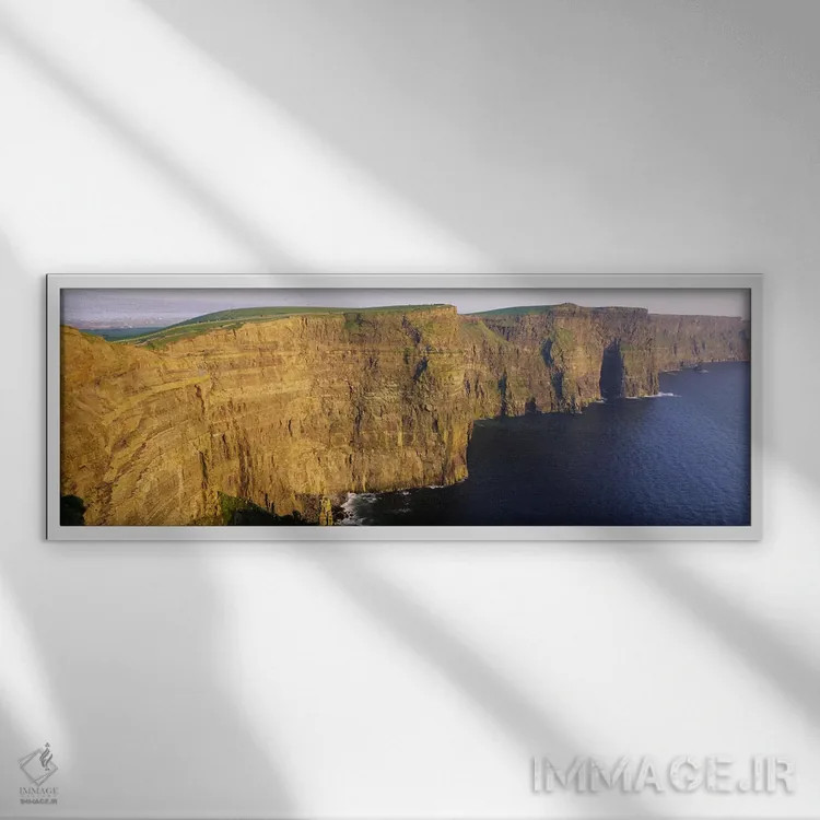 تابلو County Clare, Munster Province, Republic Of Ireland,صخرههای موهر، شهرستان کلر، استان مانستر، جمهوری ایرلند اثر پانورامیک ایمجز (استودیو عکاسی عریض) - نمای قابدار سفید