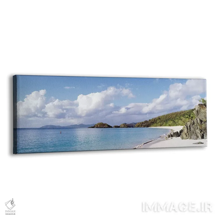 تابلو Trunk Bay, Saint John, US Virgin Islands,منظرهٔ ساحلی ابری، ترانک بی، سنت جان، جزایر ویرجین آمریکا اثر پانورامیک ایمجز (استودیو عکاسی عریض) - نمای پرسپکتیو محصول