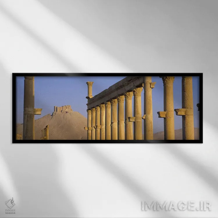 تابلو Palmyra, Syria,نمای زاویه پایین از ستونسرای بزرگ، پالمیرا (تدمر)، سوریه اثر پانورامیک ایمجز (استودیو عکاسی عریض) - نمای قابدار مشکی