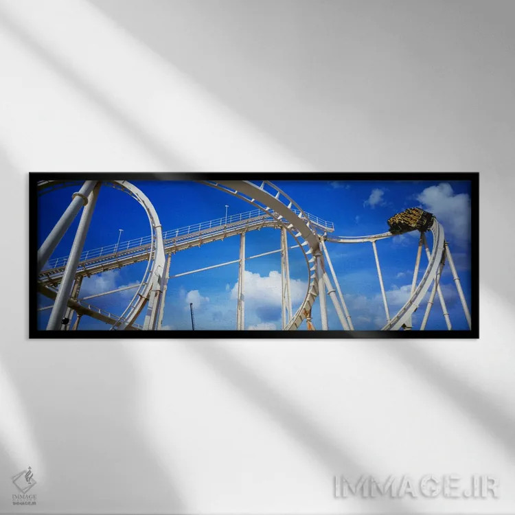 تابلو Astroworld, Houston, Texas, USA,ترن هوایی "بتمن: فرار"، پارک آستروورلد، هیوستون، تگزاس، آمریکا اثر پانورامیک ایمجز (استودیو عکاسی عریض) - نمای قابدار مشکی